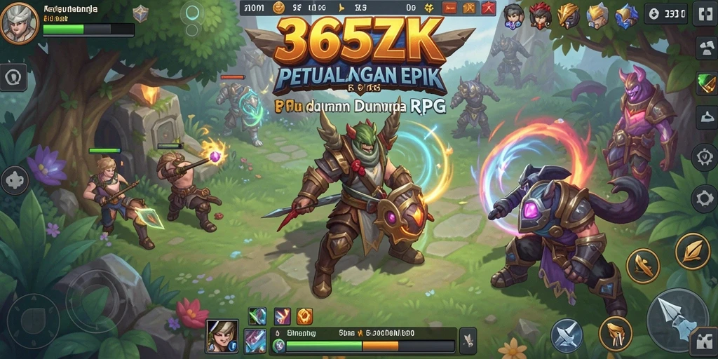 Tampilan utama gameplay 365ZK yang menampilkan pertarungan epik karakter.
