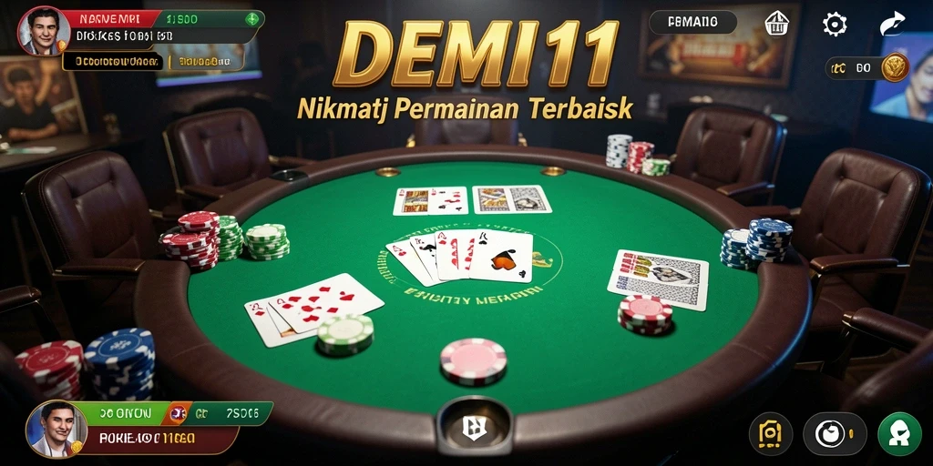 Tampilan permainan Poker yang menegangkan dan seru di DEMI11.