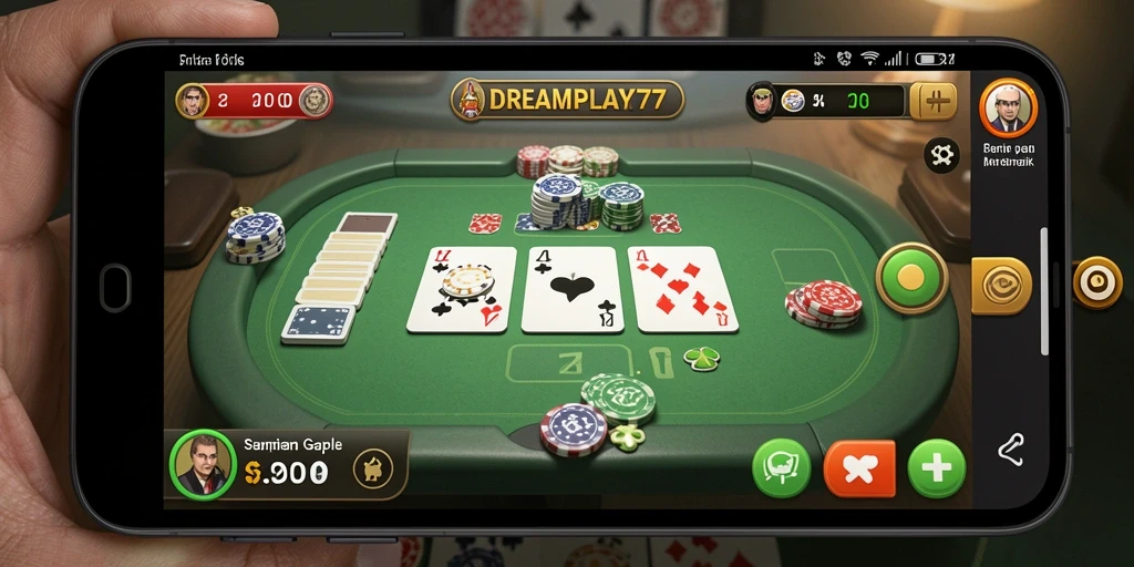 Tampilan gameplay seru dari permainan Gaple DREAMPLAY77.