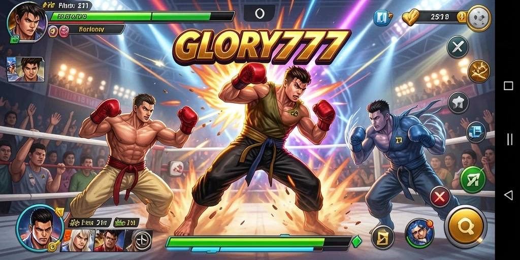 Screenshot GLORY777 menampilkan aksi pertarungan yang mendebarkan.