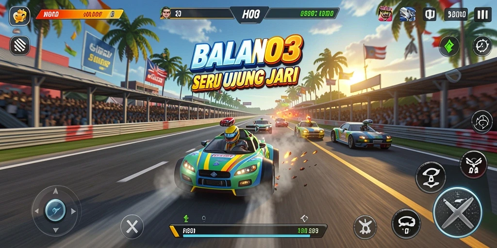 Tampilan gameplay seru dari HO3 dengan aksi balap yang menegangkan.