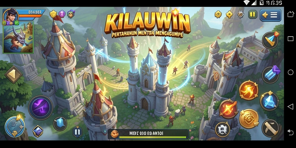 Screenshot KILAUWIN menampilkan gameplay Tower Defense yang menegangkan.