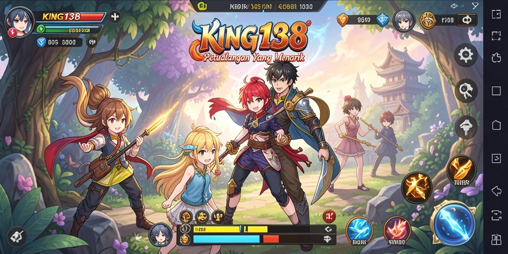 Screenshot gameplay KING138 yang menunjukkan aksi pertarungan karakter Anime.