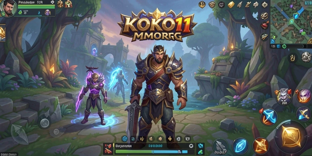 Screenshot gameplay KOKO11 menampilkan pertempuran epik di dunia MMORPG.