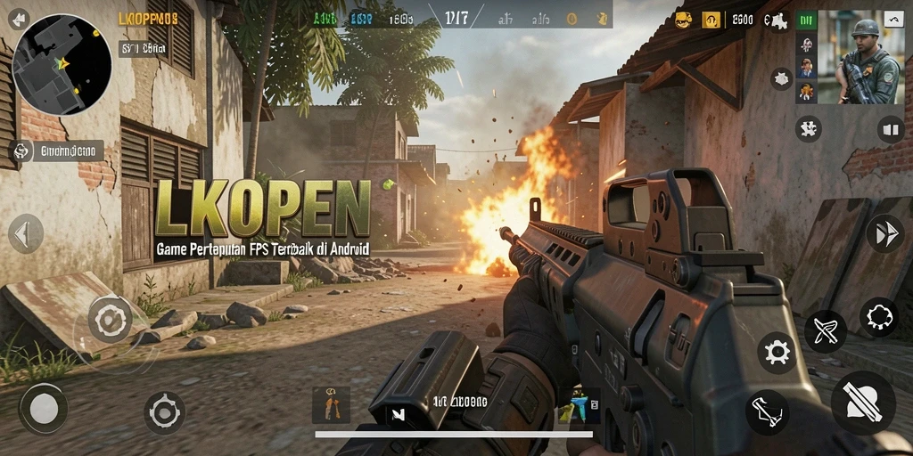 Screenshot gameplay <strong>LKOPEN</strong> dengan aksi menegangkan di pertempuran FPS.