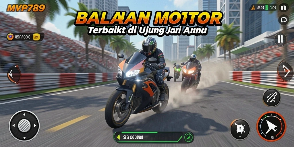 Gameplay mendebarkan di trek balapan motor yang menantang.