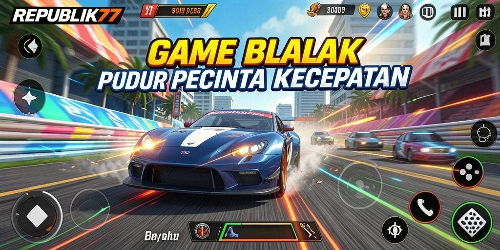 Screenshot gameplay balap yang mendebarkan di REPUBLIK77.